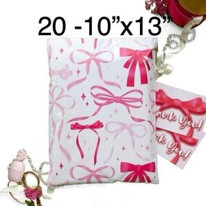 4/$20 -20 Pink Bows Poly Mailers 10”x13”